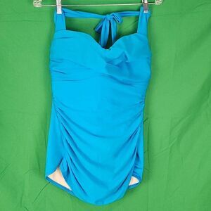 Miraclesuit Womens Blue One Piece Swimsuit‎ 14 Large
